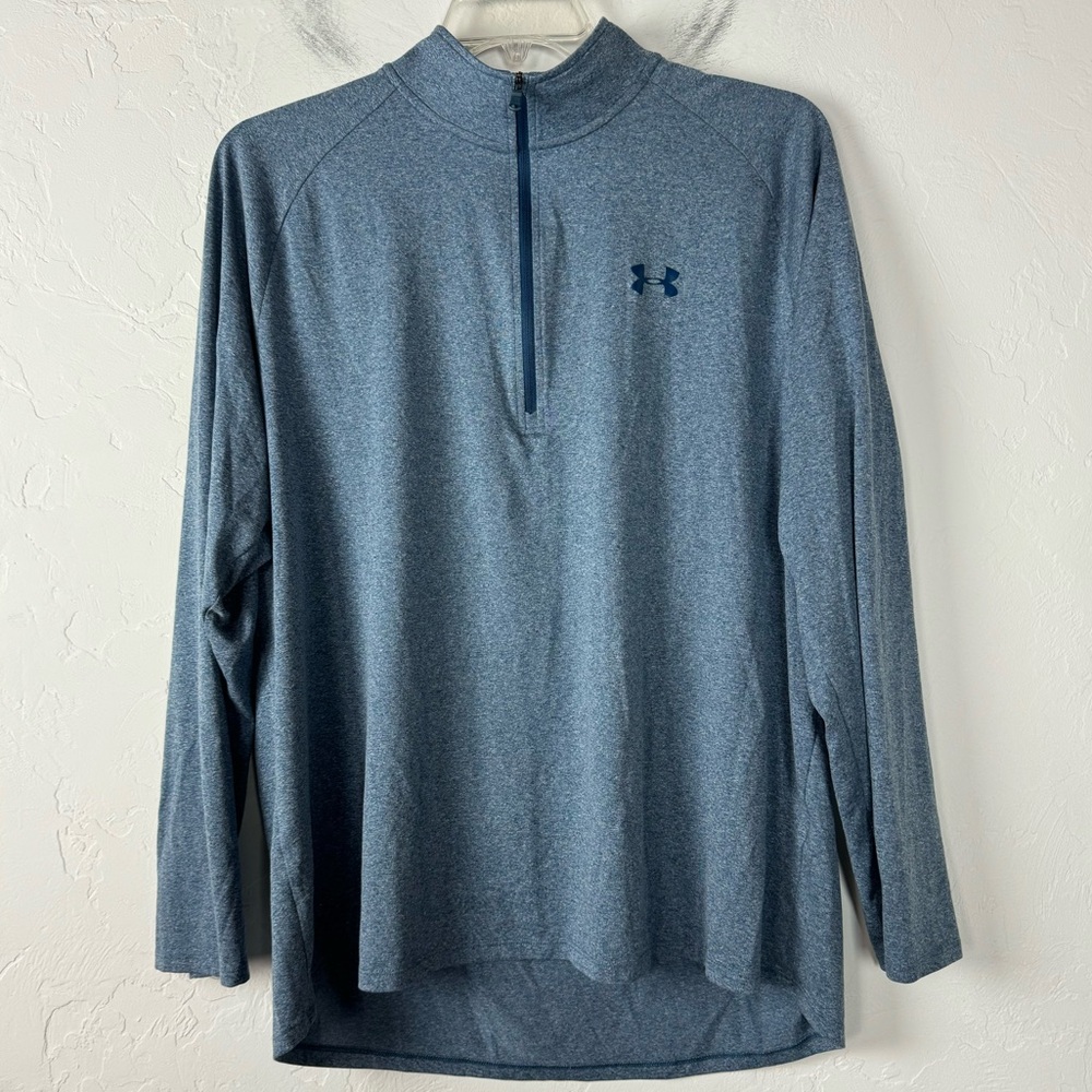 UA Under Armour Sweater Sweatshirt Pullover Tech 1/2 Zip‎ Long Sleeve Blue Knit